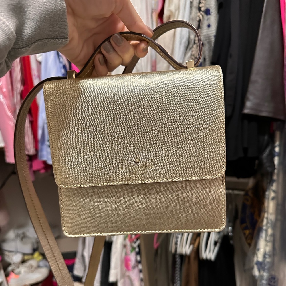 Kate Spade gold tri pocket purse